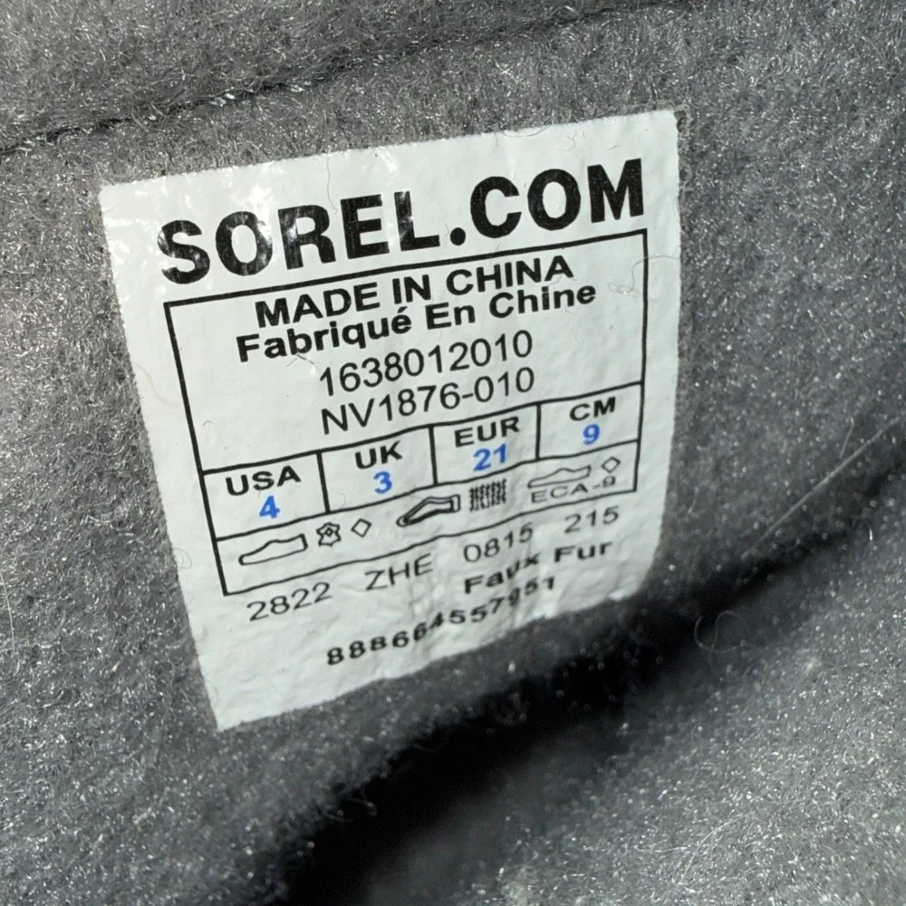 Sorel 1964 Pac Strap Toddler 4 Pre-Owned Snow Boots Black Waterproof Insulated‎